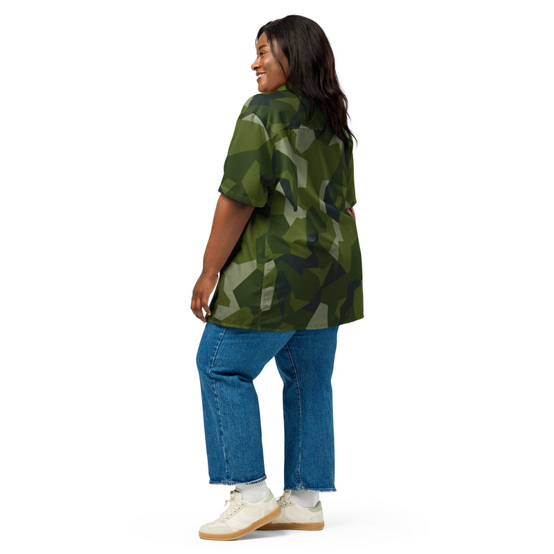 Nordic Leaf Pile Woodland CAMO Unisex Short-Sleeve Button Shirt - Button-Up