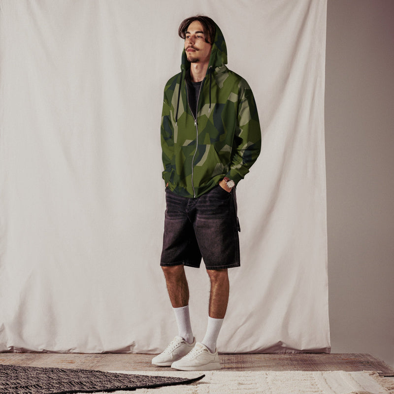 Nordic Leaf Pile Woodland CAMO Unisex Zip Hoodie