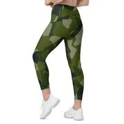 Nordic Leaf Pile Woodland CAMO Womens Leggings with Pockets - Women