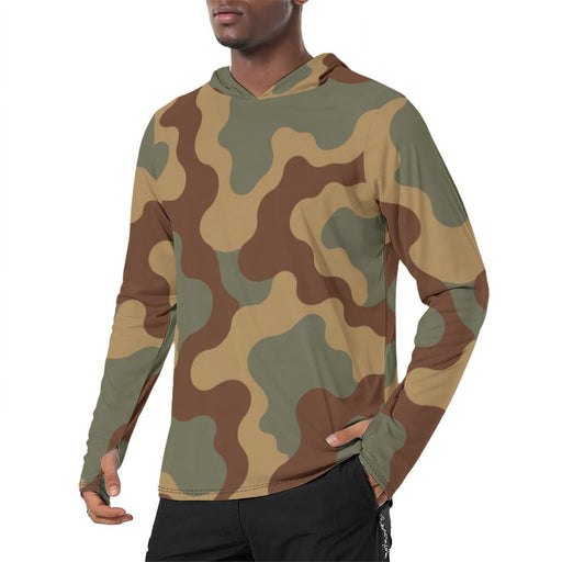 Normandy Bocage Tricolor Tank Heritage CAMO Mens Sunscreen Sports Hoodie With Thumb Holes - S / White