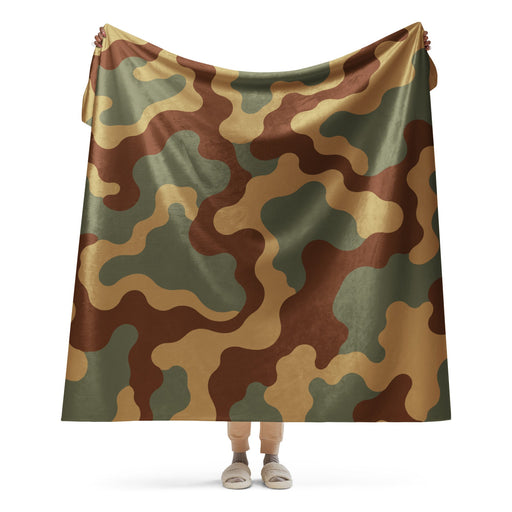 Normandy Bocage Tricolor Tank Heritage CAMO Sherpa Blanket - 60″×80″