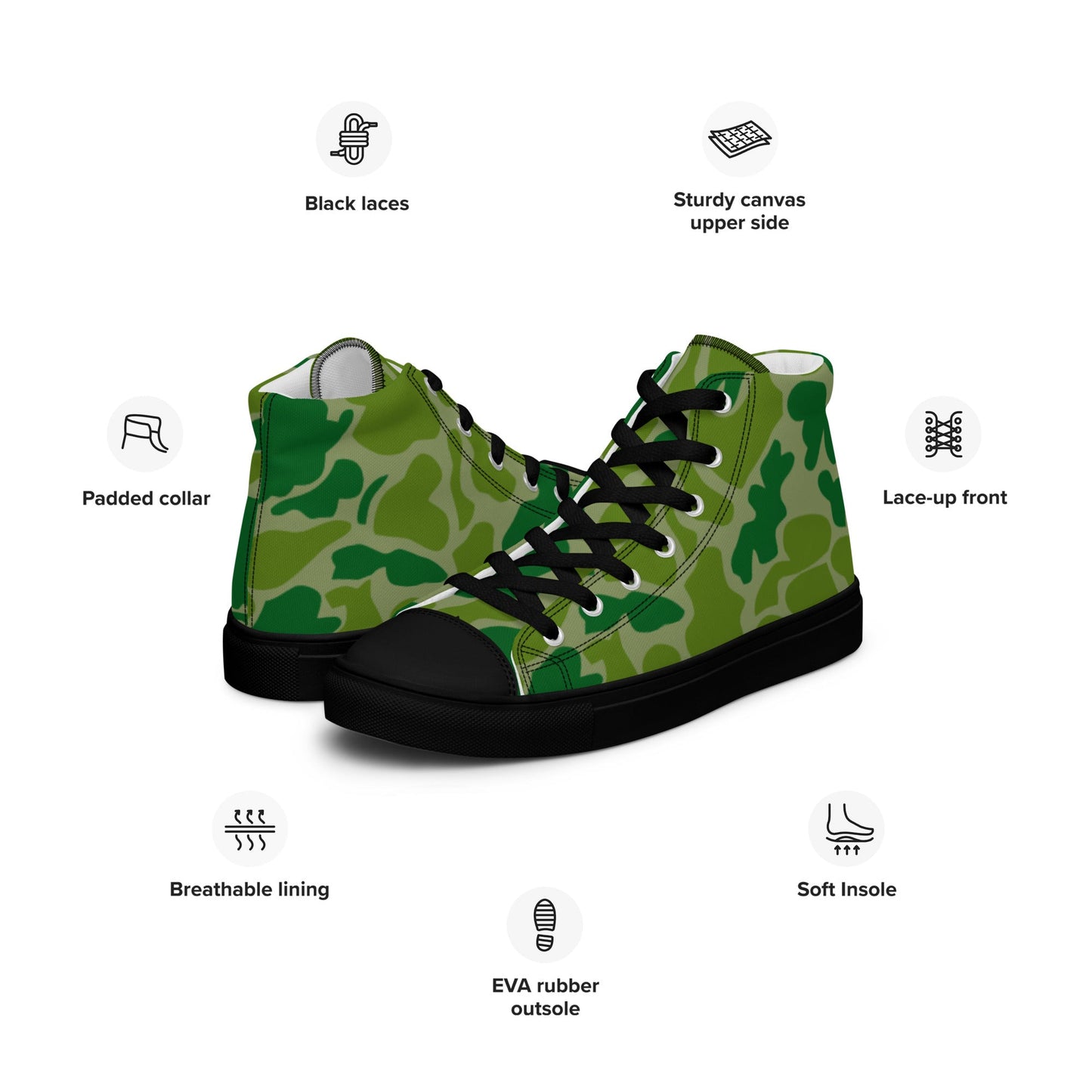North Korean KPA Duck Hunter CAMO Mens high top canvas shoes - High Top Canvas Shoes