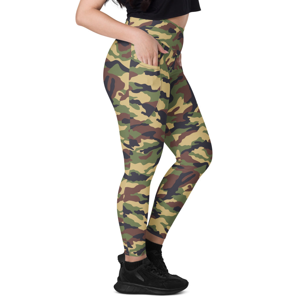 North Korean Woodland CAMO Leggings with pockets - Womens With Pockets