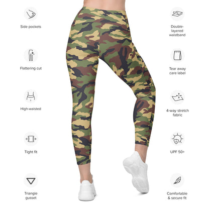 North Korean Woodland CAMO Leggings with pockets - Womens With Pockets