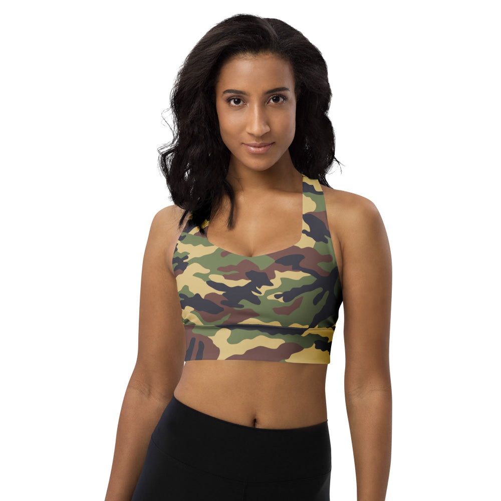 North Korean Woodland CAMO Longline sports bra - Womens Sports Bra