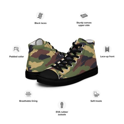 North Korean Woodland CAMO Men’s high top canvas shoes - Mens High Top Canvas Shoes