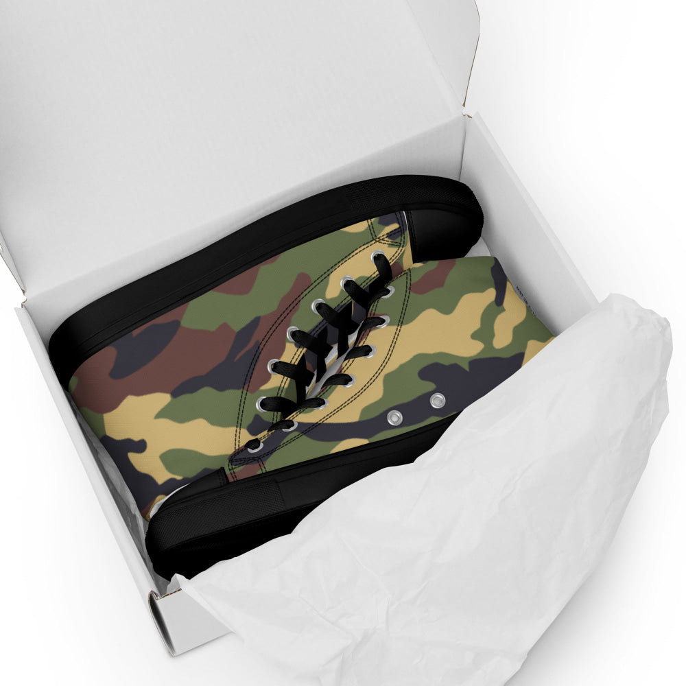 North Korean Woodland CAMO Men’s high top canvas shoes - Mens High Top Canvas Shoes