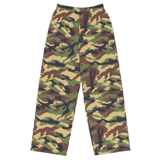 North Korean Woodland CAMO unisex wide-leg pants - 2XS - Unisex Wide-Leg Pants