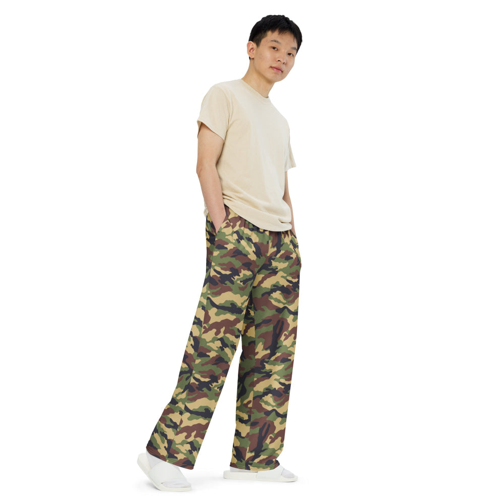 North Korean Woodland CAMO unisex wide-leg pants - Unisex Wide-Leg Pants