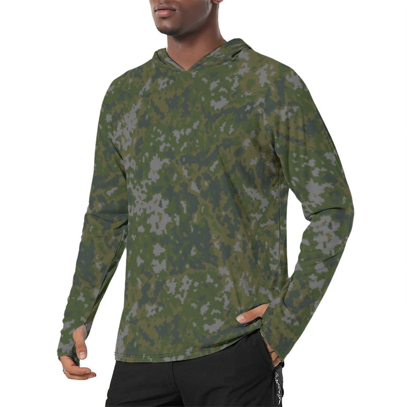 Northern Frost Finnish M05 Inspired CAMO Mens Sunscreen Sports Hoodie With Thumb Holes - S / White
