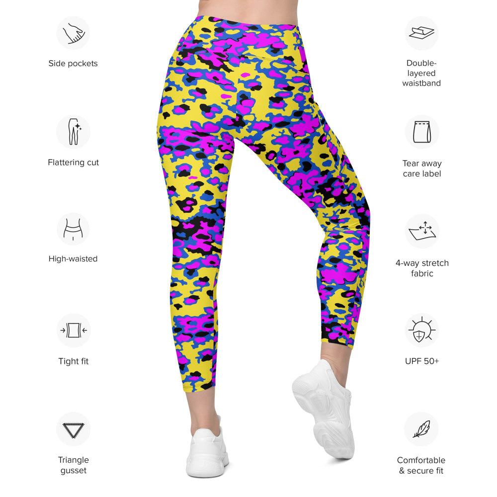 Oakleaf Glow-Oak Fuschia CAMO Leggings with pockets - Womens With Pockets