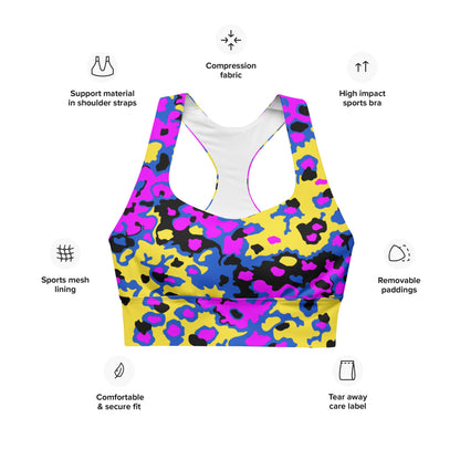 Oakleaf Glow-Oak Fuschia CAMO Longline sports bra - Womens Sports Bra