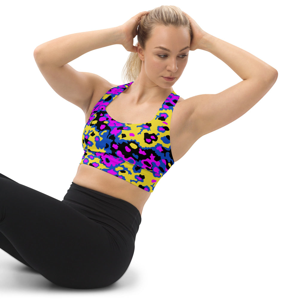 Oakleaf Glow-Oak Fuschia CAMO Longline sports bra - Womens Sports Bra