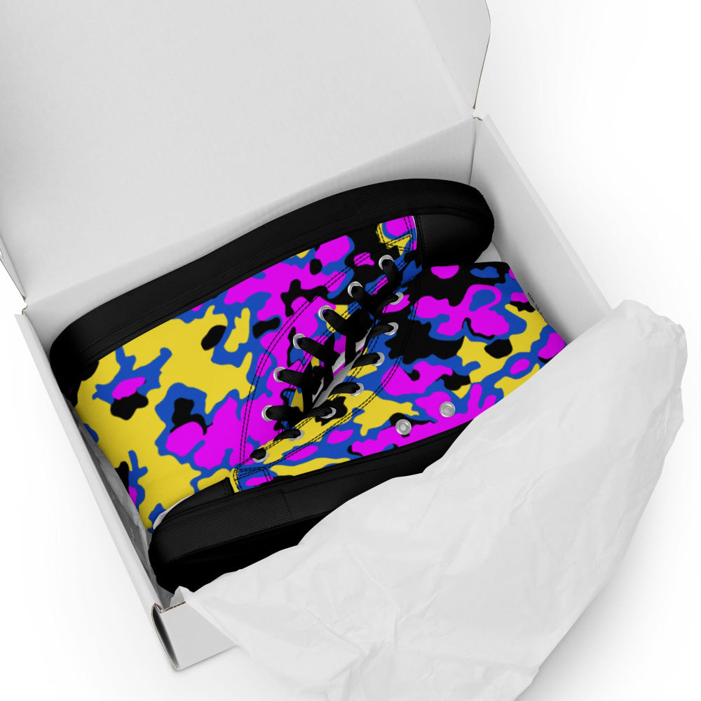 Oakleaf Glow-Oak Fuschia CAMO Men’s high top canvas shoes - Mens High Top Canvas Shoes