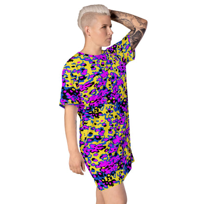 Oakleaf Glow-Oak Fuschia CAMO T-shirt dress - Womens T-Shirt Dress