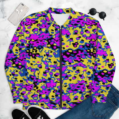 Oakleaf Glow-Oak Fuschia CAMO Unisex Bomber Jacket - XS