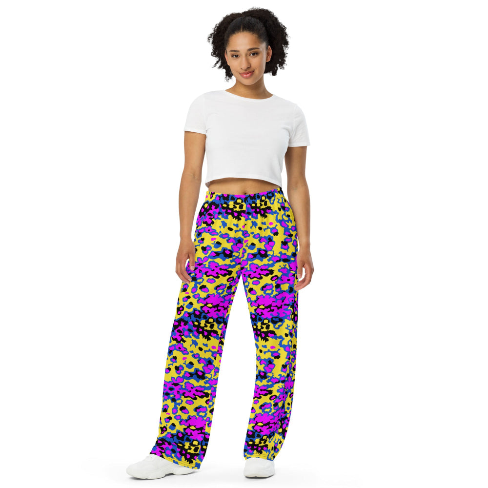 Oakleaf Glow-Oak Fuschia CAMO unisex wide-leg pants - Unisex Wide-Leg Pants