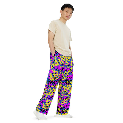 Oakleaf Glow-Oak Fuschia CAMO unisex wide-leg pants - Unisex Wide-Leg Pants