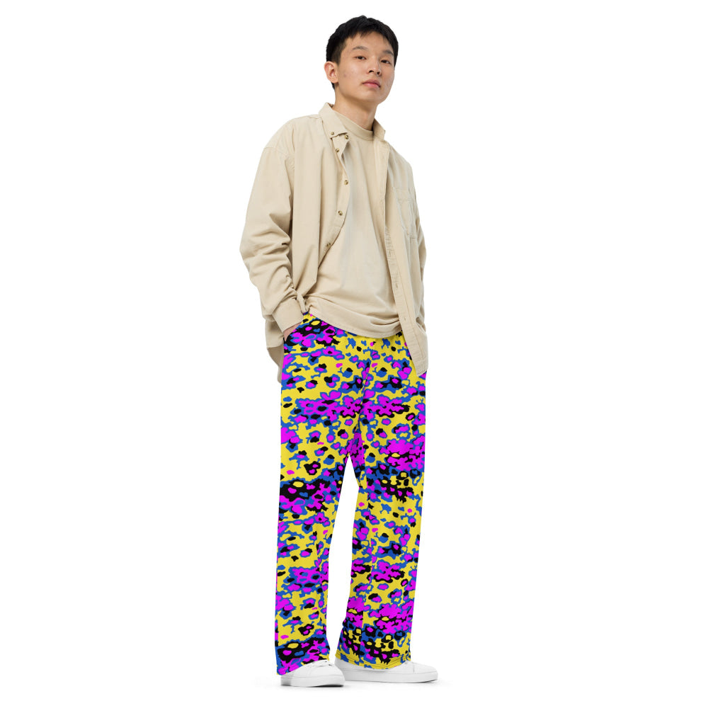 Oakleaf Glow-Oak Fuschia CAMO unisex wide-leg pants - Unisex Wide-Leg Pants