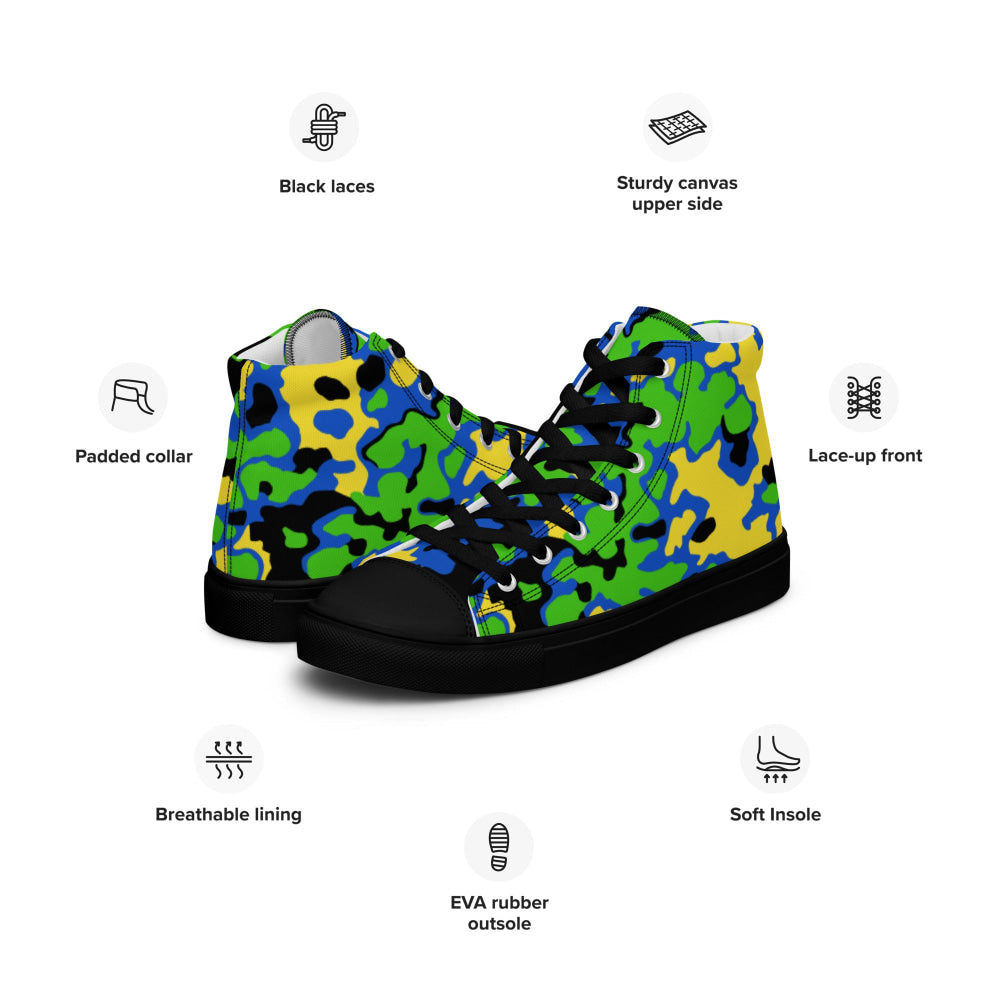 Oakleaf Glow-Oak Green CAMO Men’s high top canvas shoes - Mens High Top Canvas Shoes