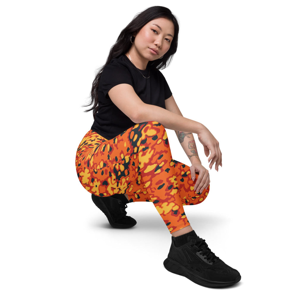 Oakleaf Glow-Oak Hunter Orange CAMO Leggings with pockets - Womens With Pockets