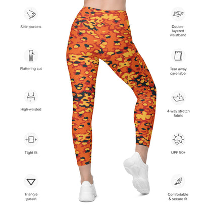 Oakleaf Glow-Oak Hunter Orange CAMO Leggings with pockets - Womens With Pockets