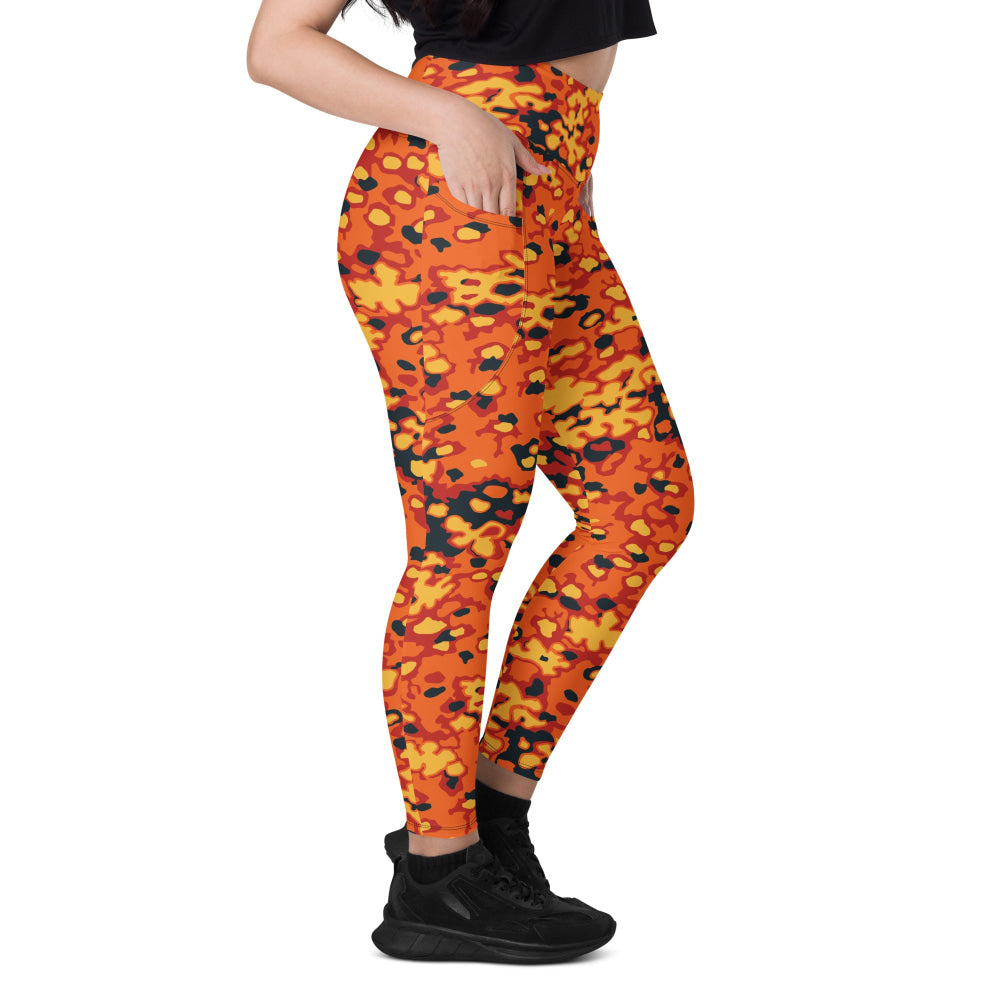 Oakleaf Glow-Oak Hunter Orange CAMO Leggings with pockets - Womens With Pockets