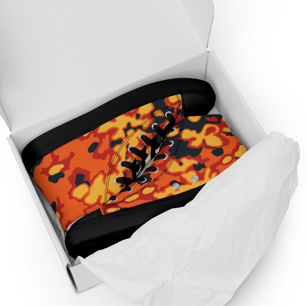 Oakleaf Glow-Oak Hunter Orange CAMO Men’s high top canvas shoes - Mens High Top Canvas Shoes