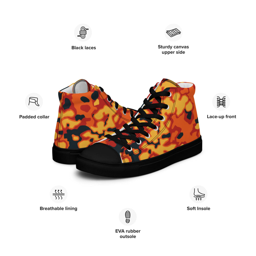 Oakleaf Glow-Oak Hunter Orange CAMO Men’s high top canvas shoes - Mens High Top Canvas Shoes