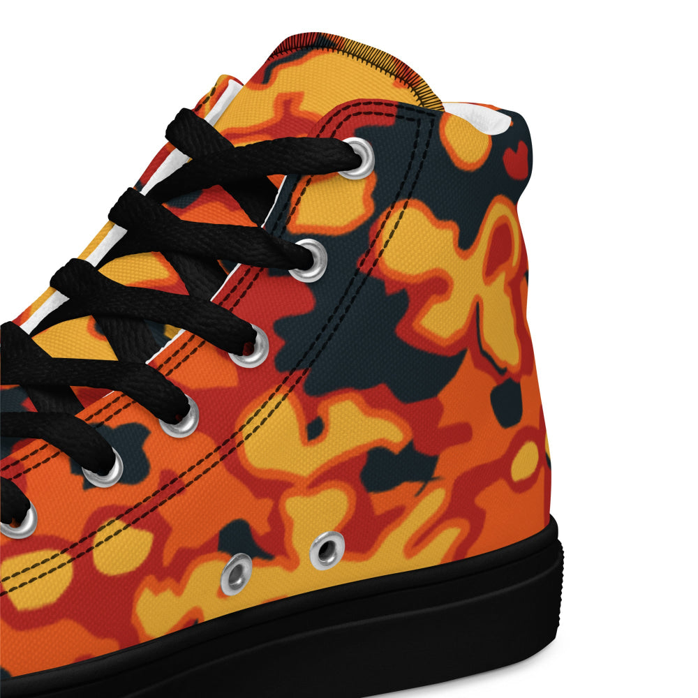 Oakleaf Glow-Oak Hunter Orange CAMO Men’s high top canvas shoes - Mens High Top Canvas Shoes