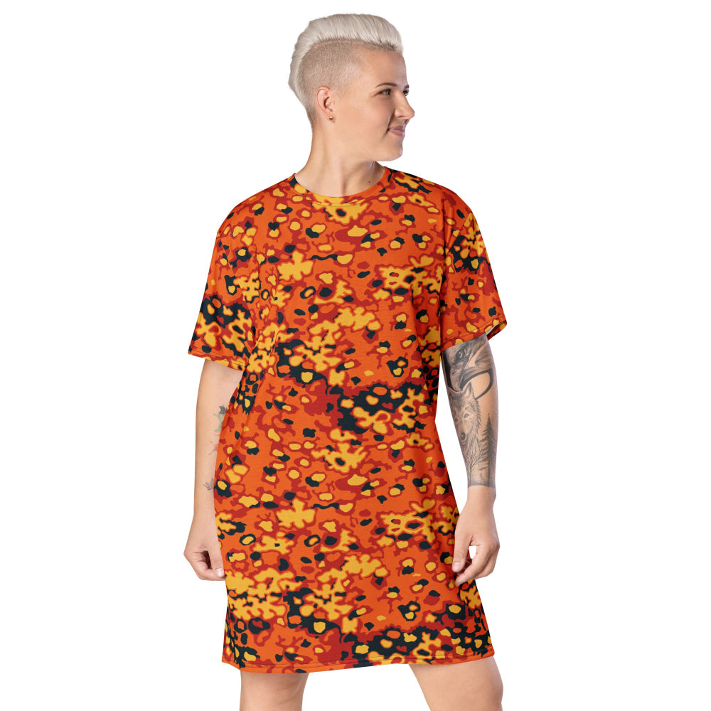 Oakleaf Glow-Oak Hunter Orange CAMO T-shirt dress - 2XS - Womens T-Shirt Dress