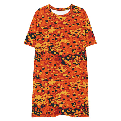 Oakleaf Glow-Oak Hunter Orange CAMO T-shirt dress - Womens T-Shirt Dress