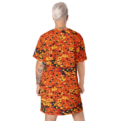 Oakleaf Glow-Oak Hunter Orange CAMO T-shirt dress - Womens T-Shirt Dress