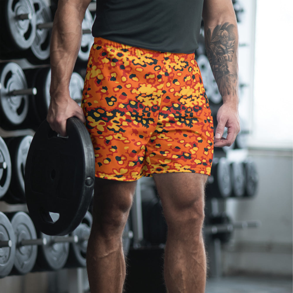 Oakleaf Glow-Oak Hunter Orange CAMO Unisex Athletic Long Shorts - 2XS