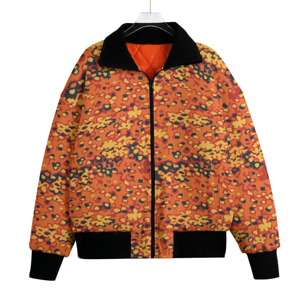 Oakleaf Glow-Oak Hunter Orange CAMO Unisex Fleece Knitted Bomber Jacket - S / White