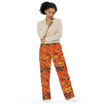 Oakleaf Glow-Oak Hunter Orange CAMO unisex wide-leg pants - Unisex Wide-Leg Pants