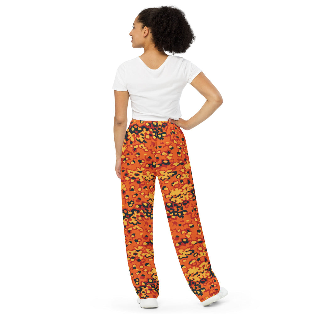 Oakleaf Glow-Oak Hunter Orange CAMO unisex wide-leg pants - Unisex Wide-Leg Pants