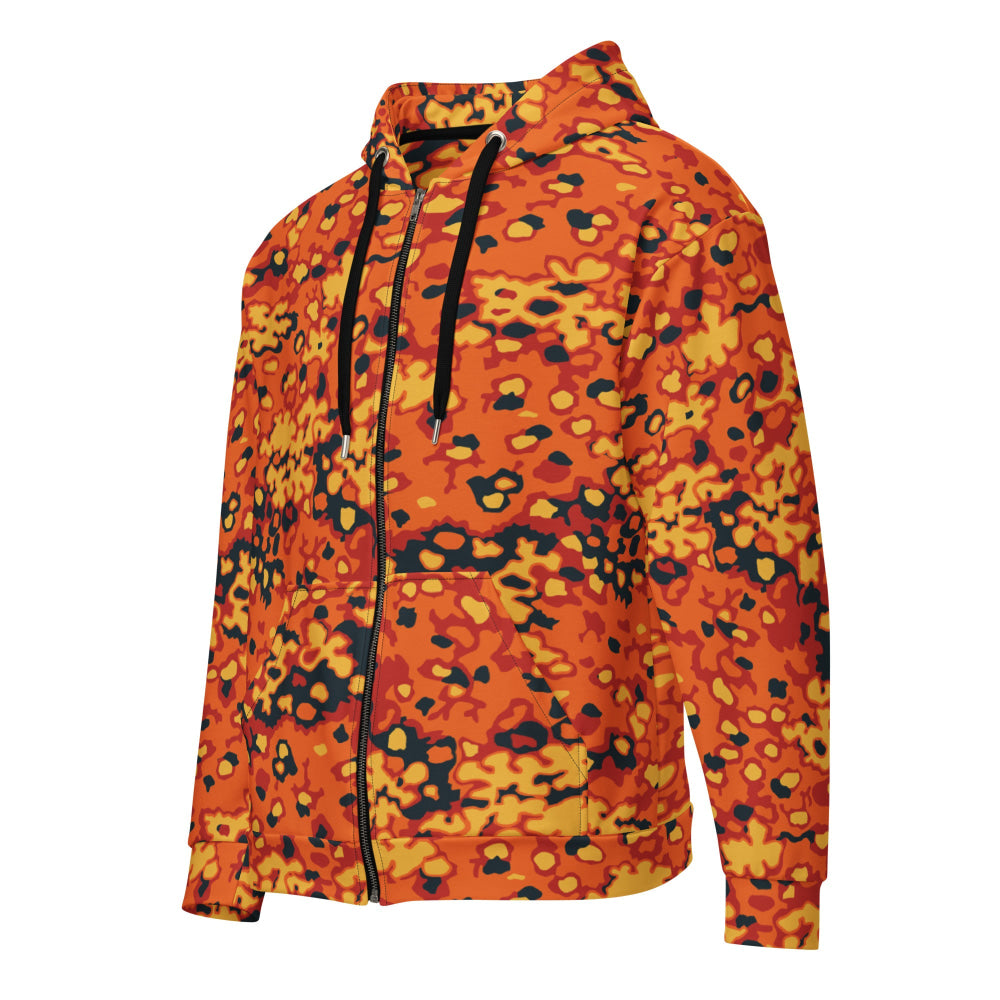 Oakleaf Glow-Oak Hunter Orange CAMO Unisex zip hoodie - 2XS - Zip Hoodie