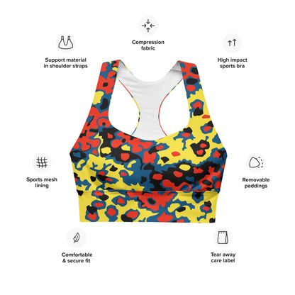 Oakleaf Glow-Oak Red CAMO Longline sports bra - Womens Sports Bra