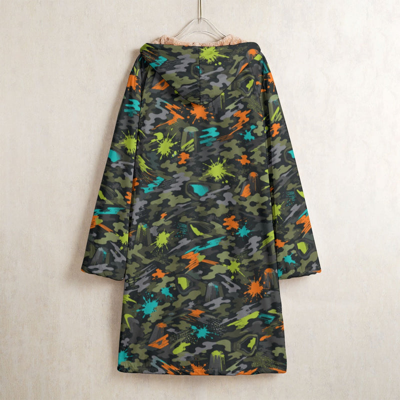 Paintball Impact Strike CAMO Men’s Horn Button Long Fleece Coat - Jacket