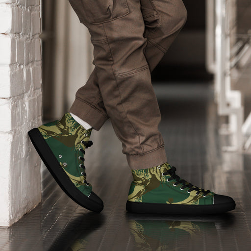 Brushstroke Pakistani Woodland CAMO Mens High-Top Canvas Shoes - 5