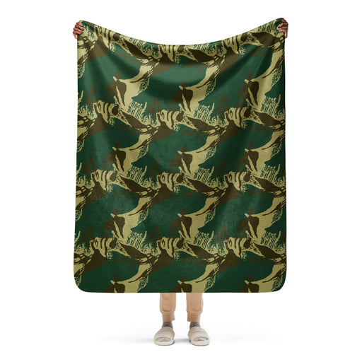 Brushstroke Pakistani Woodland CAMO Sherpa Blanket - 50″×60″