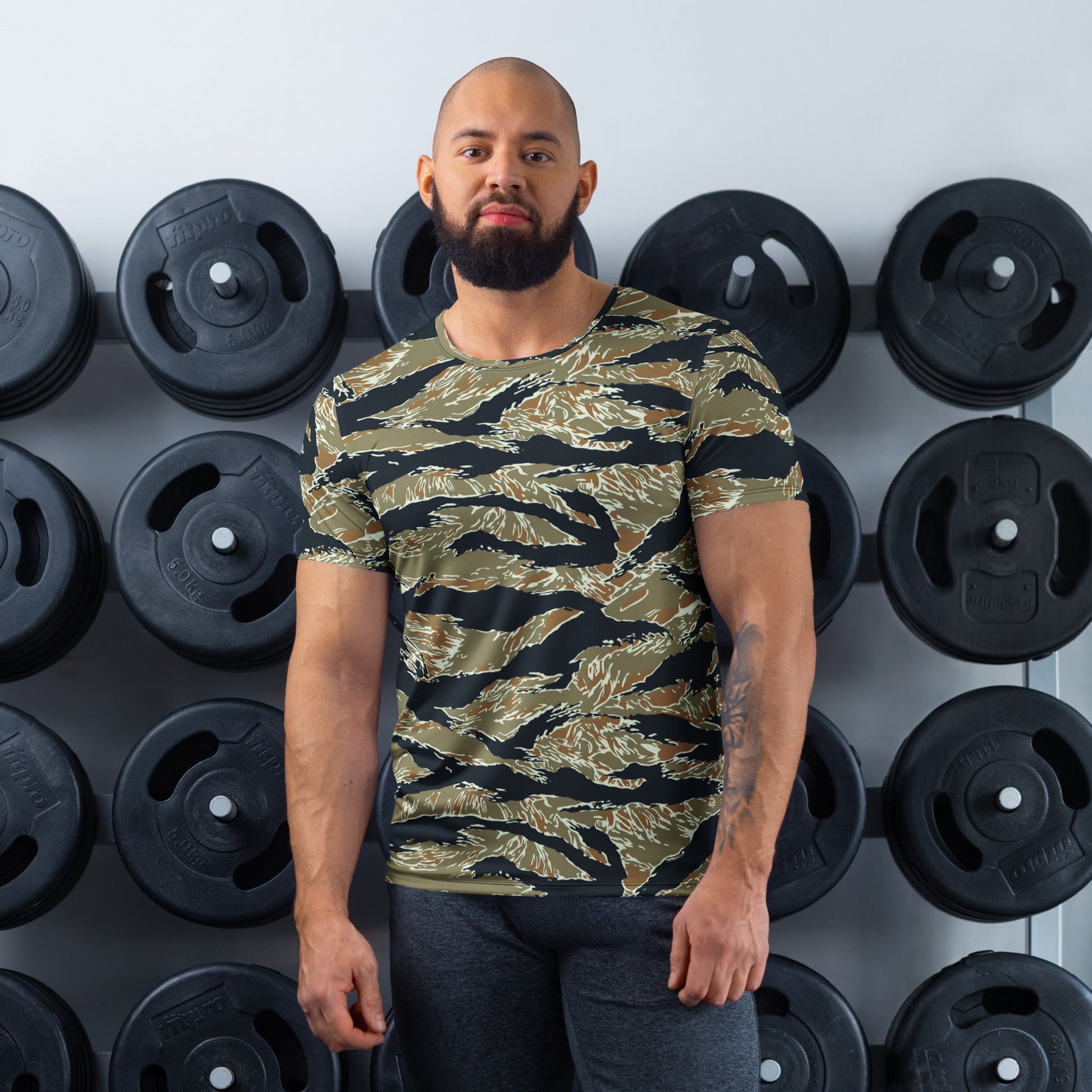 Philippine Tiger Stripe Special Forces Distinctive Uniform (SDFU) CAMO Mens athletic t-shirt - XS - Athletic T-Shirts