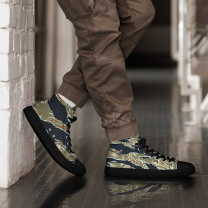 Philippine Tiger Stripe Special Forces Distinctive Uniform (SDFU) CAMO Mens High-Top Canvas Shoes - Black / 5