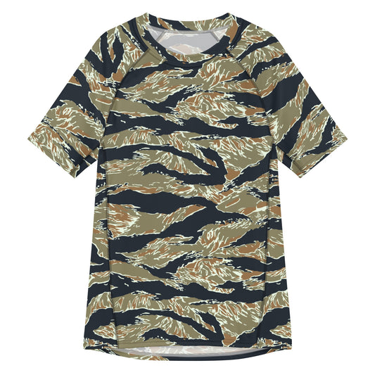 Philippine Tiger Stripe Special Forces Distinctive Uniform (SDFU) CAMO Mens Short-Sleeve Rash Guard - 2XS - Short-sleeve Guards
