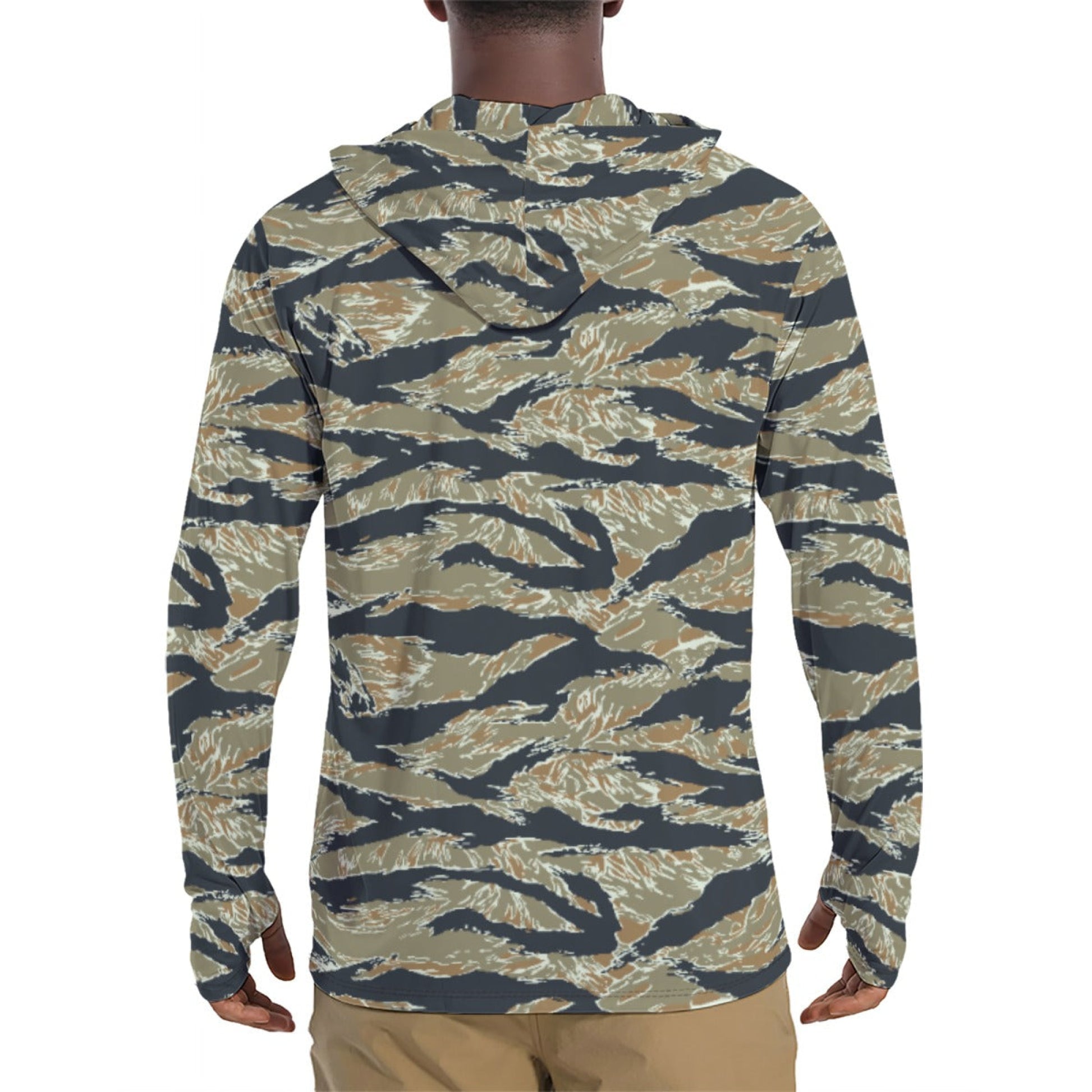 Philippine Tiger Stripe Special Forces Distinctive Uniform (SDFU) CAMO Mens Sunscreen Sports Hoodie With Thumb Holes