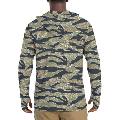 Philippine Tiger Stripe Special Forces Distinctive Uniform (SDFU) CAMO Mens Sunscreen Sports Hoodie With Thumb Holes