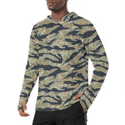 Tiger Stripe Philippine Special Forces CAMO Mens Sunscreen Sports Hoodie With Thumb Holes - S / White