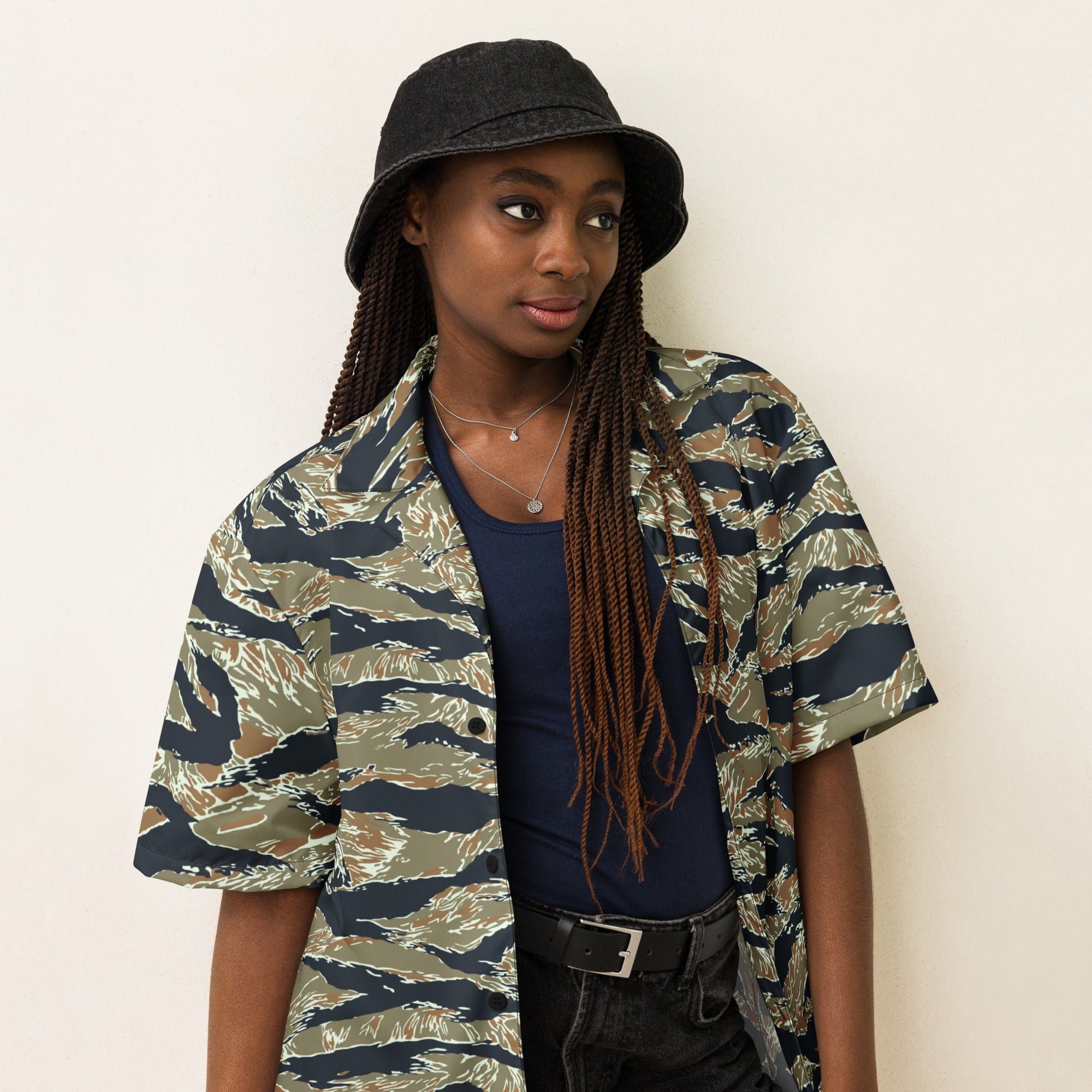 Philippine Tiger Stripe Special Forces Distinctive Uniform (SDFU) CAMO Unisex Short-Sleeve Button Shirt