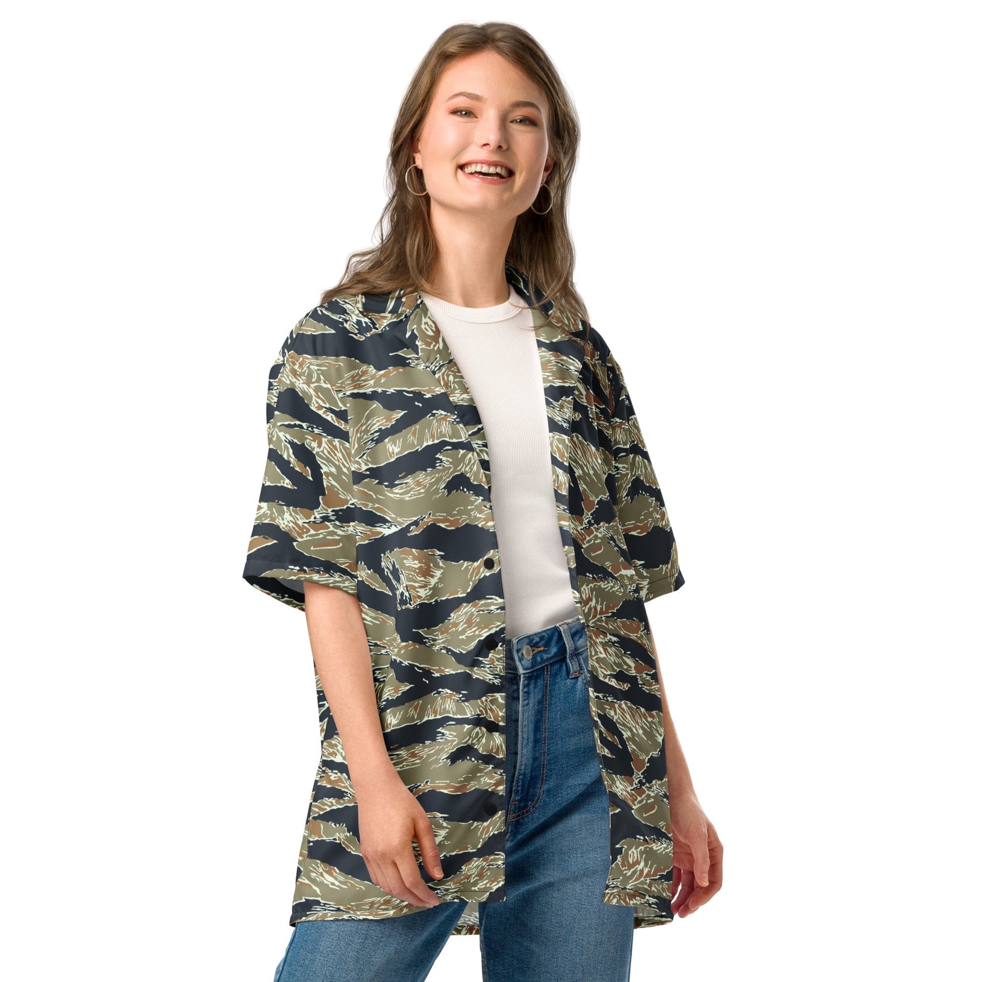 Philippine Tiger Stripe Special Forces Distinctive Uniform (SDFU) CAMO Unisex Short-Sleeve Button Shirt